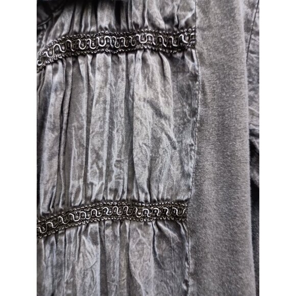 Parsley & Sage BOHO Top Womens Small Blue Chambray Embroidered Wearable Art - Picture 3 of 11